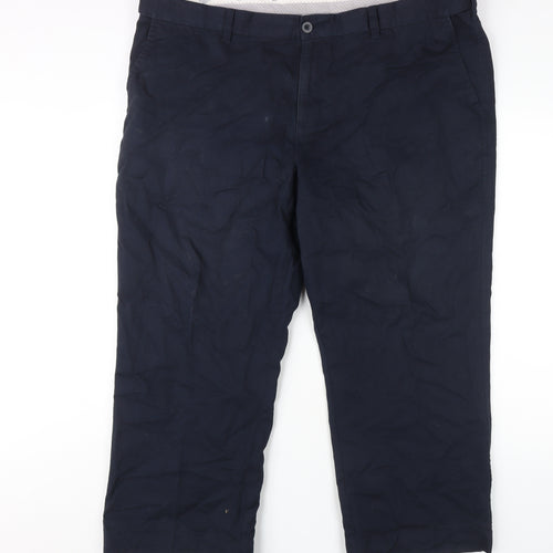 BHS Men's Blue 44S Regular Cotton Trousers