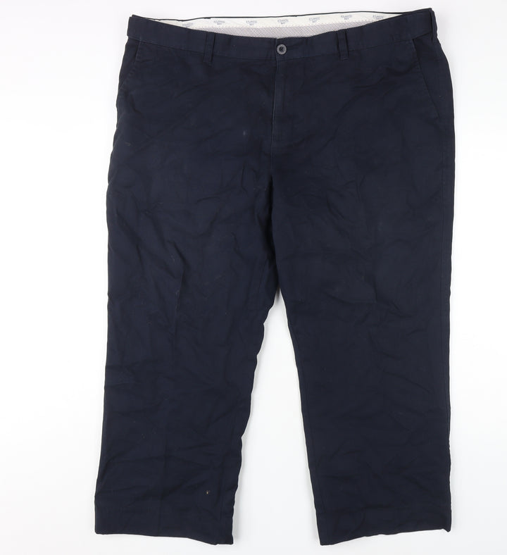 BHS Men's Blue 44S Regular Cotton Trousers