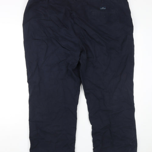 BHS Men's Blue 44S Regular Cotton Trousers