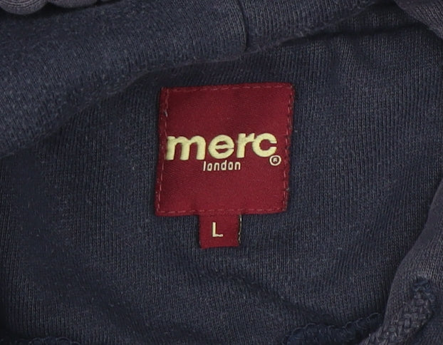 Merc London Men's Blue Hoodie with Logo, L