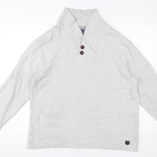 Marks and Spencer Men's Grey Henley Jumper M
