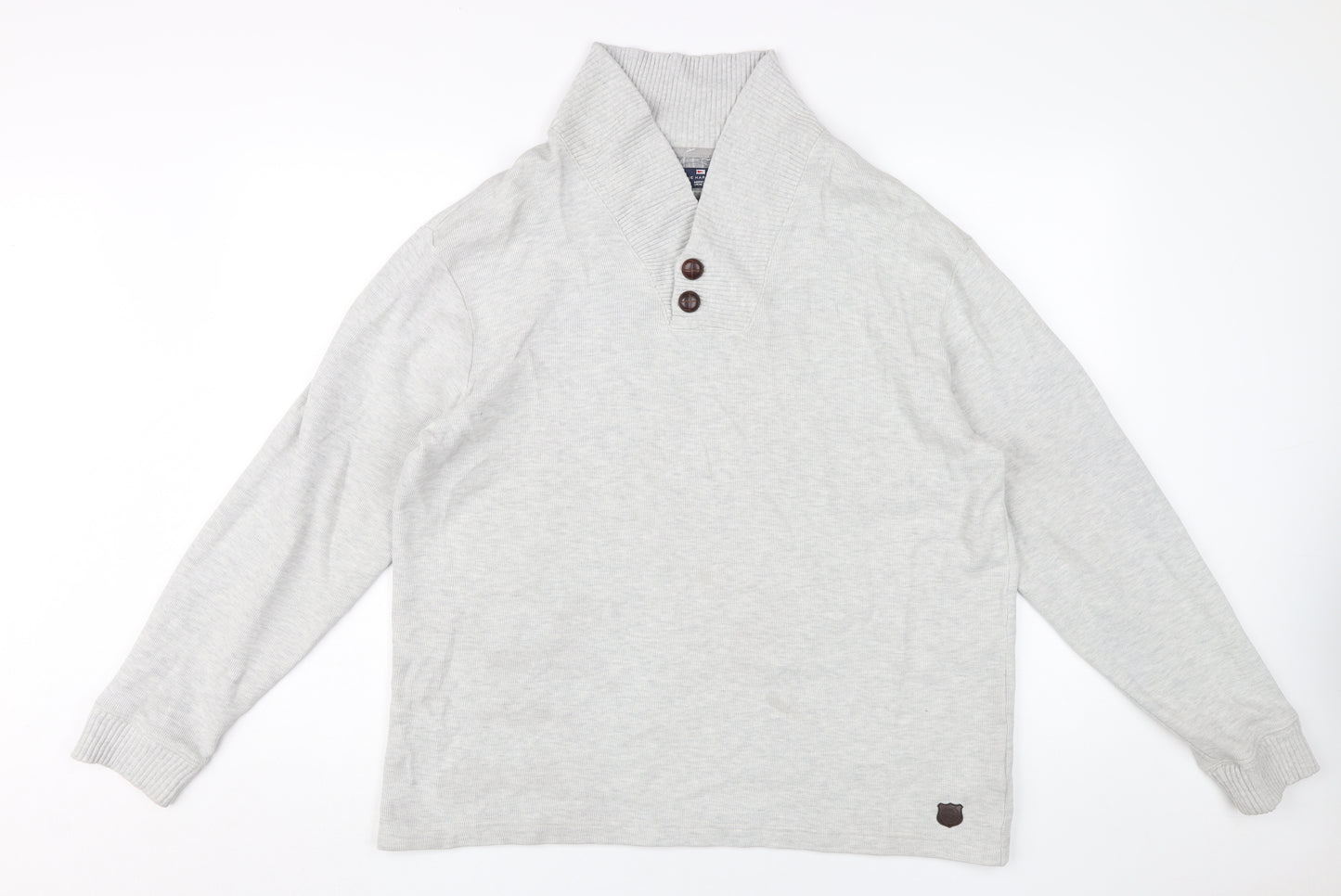 Marks and Spencer Men's Grey Henley Jumper M