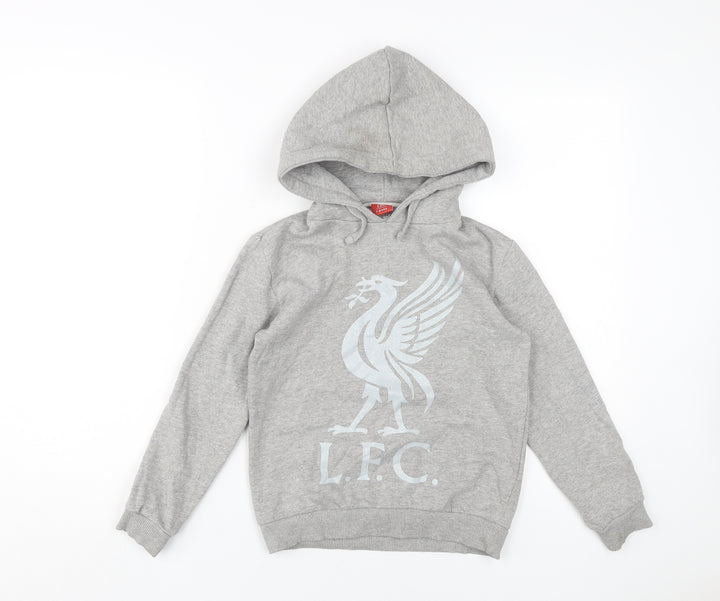 L.F.C. Grey Girls Hoodie, 7-8 Years, Long Sleeve, Logo, Casual
