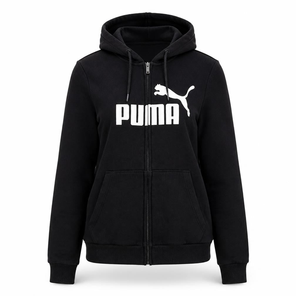 Front view of Puma Women's Black Full Zip Hoodie, size 8
