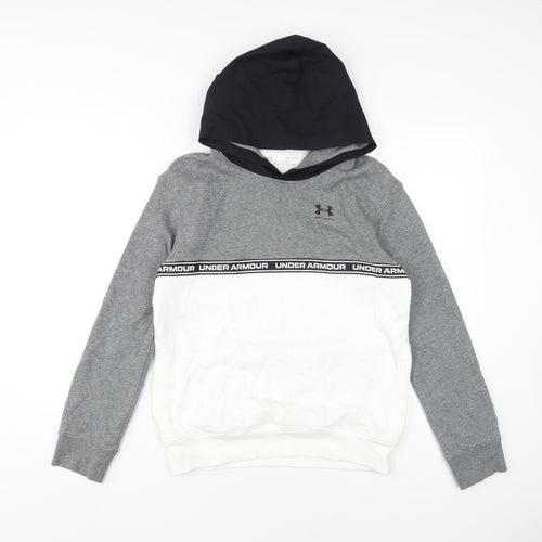 Under Armour Boys Grey White Pullover Hoodie L