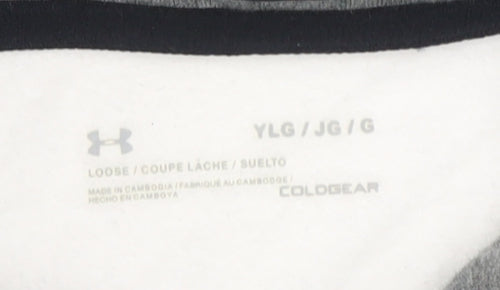 Under Armour Boys Grey White Pullover Hoodie L