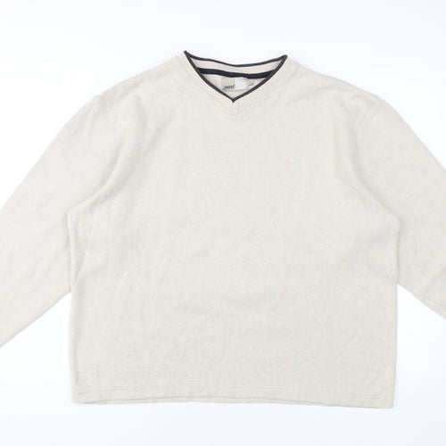 Zantos Men's Beige V-Neck Knit Sweatshirt, Size L