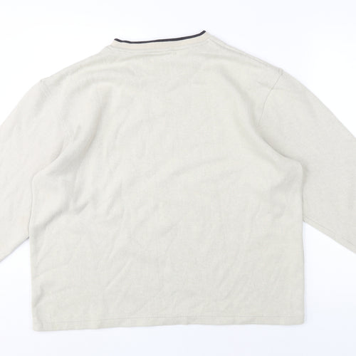 Zantos Men's Beige V-Neck Knit Sweatshirt, Size L