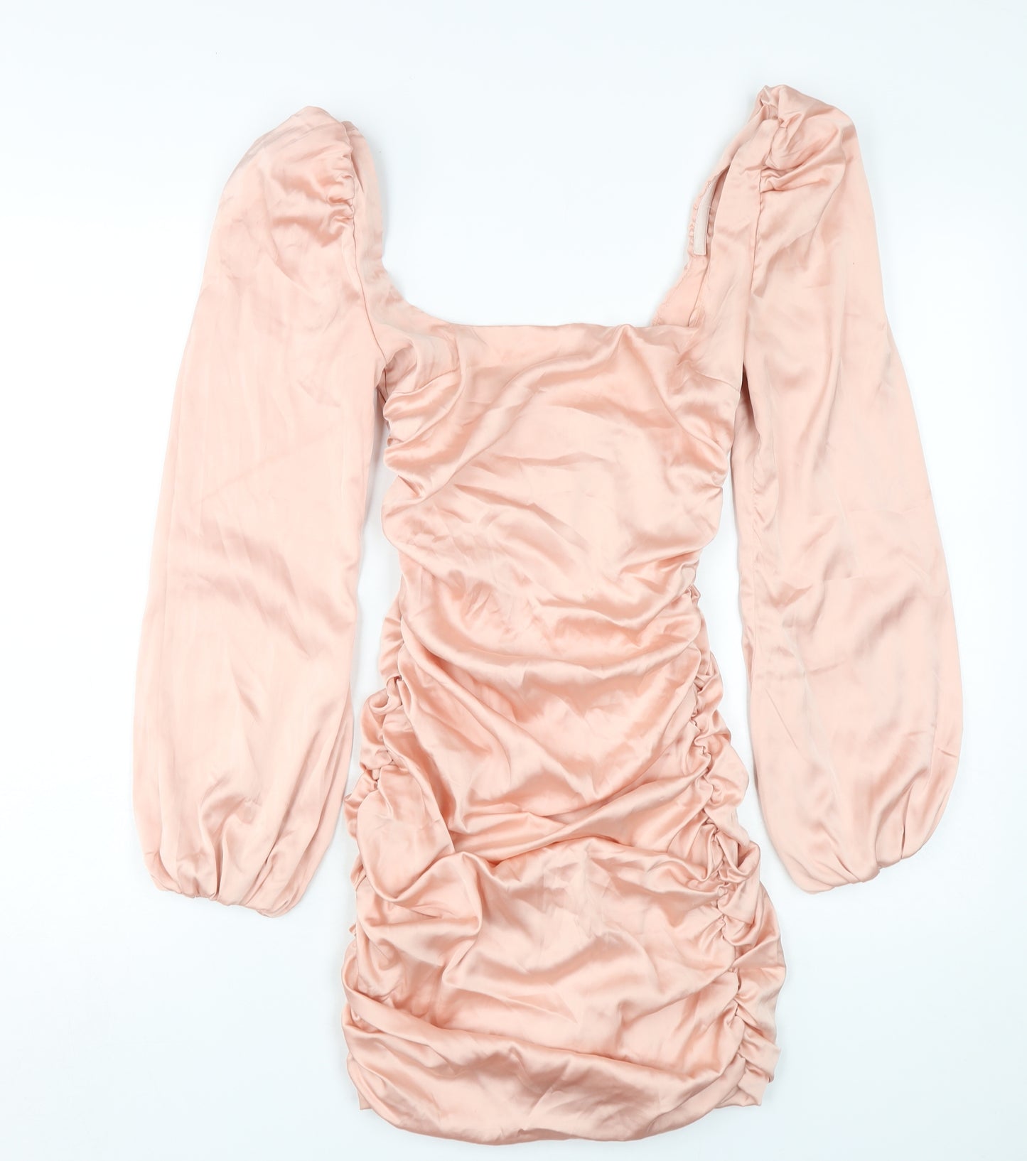 Oh Polly Pink Bodycon Dress, Size 6, Ruched, Party