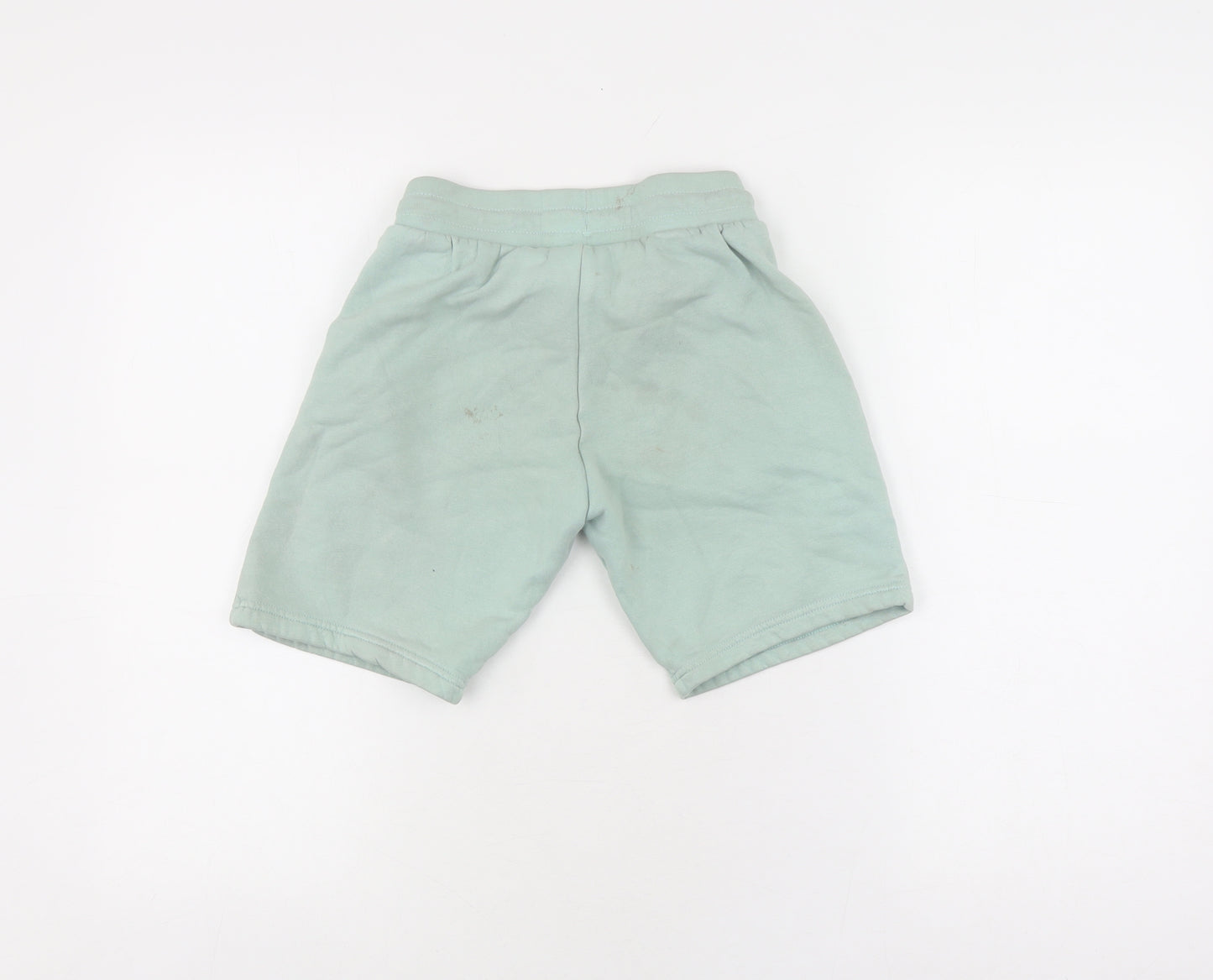 Adidas Boys Green Sweat Shorts, Size 9-10, Drawstring Pockets