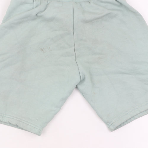 Adidas Boys Green Sweat Shorts, Size 9-10, Drawstring Pockets