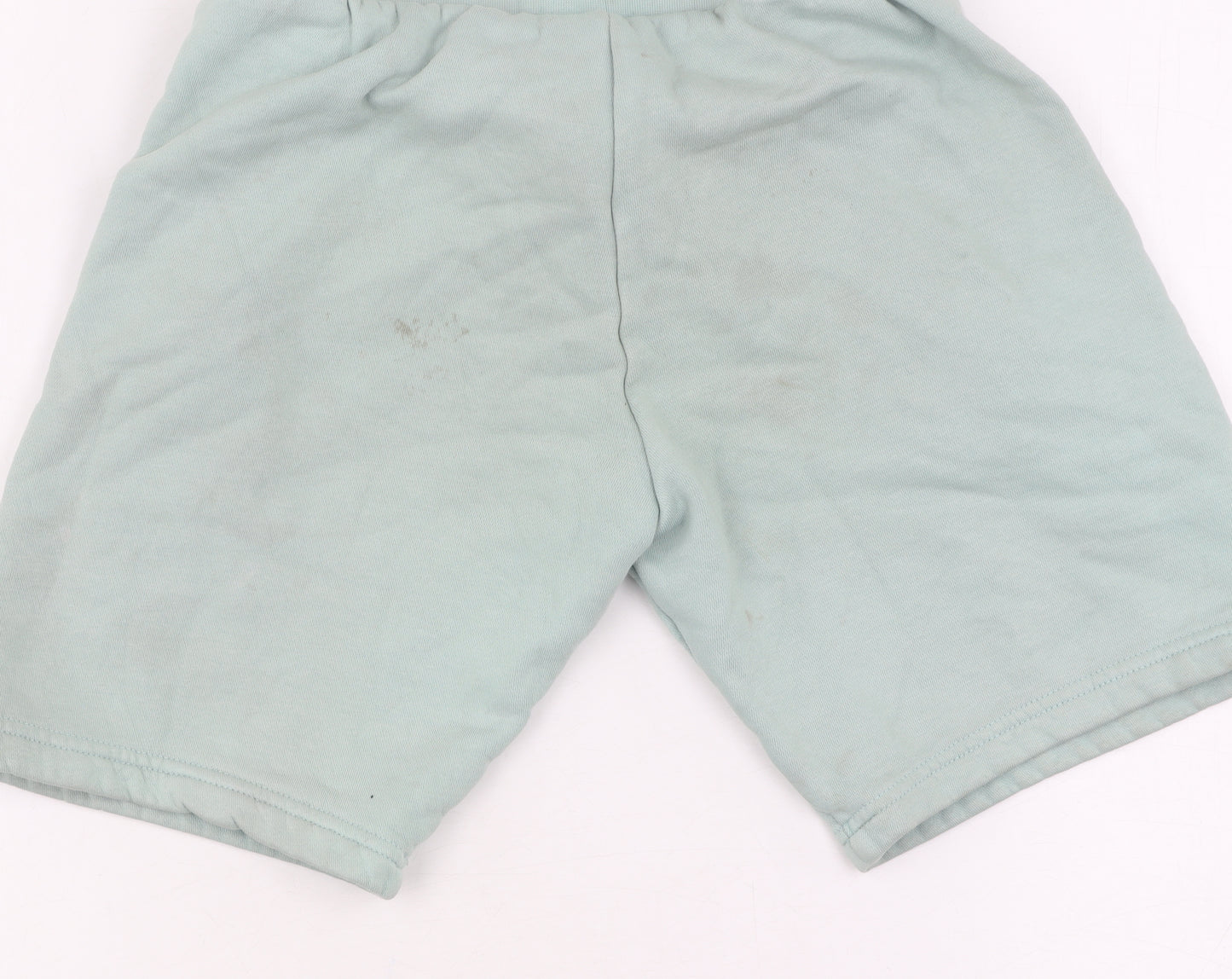 Adidas Boys Green Sweat Shorts, Size 9-10, Drawstring Pockets