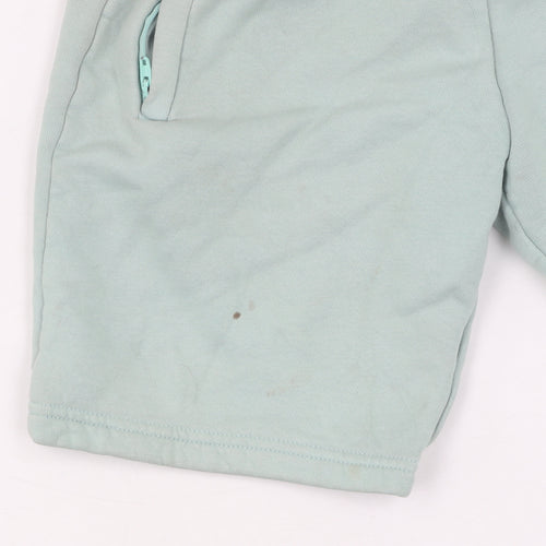 Adidas Boys Green Sweat Shorts, Size 9-10, Drawstring Pockets