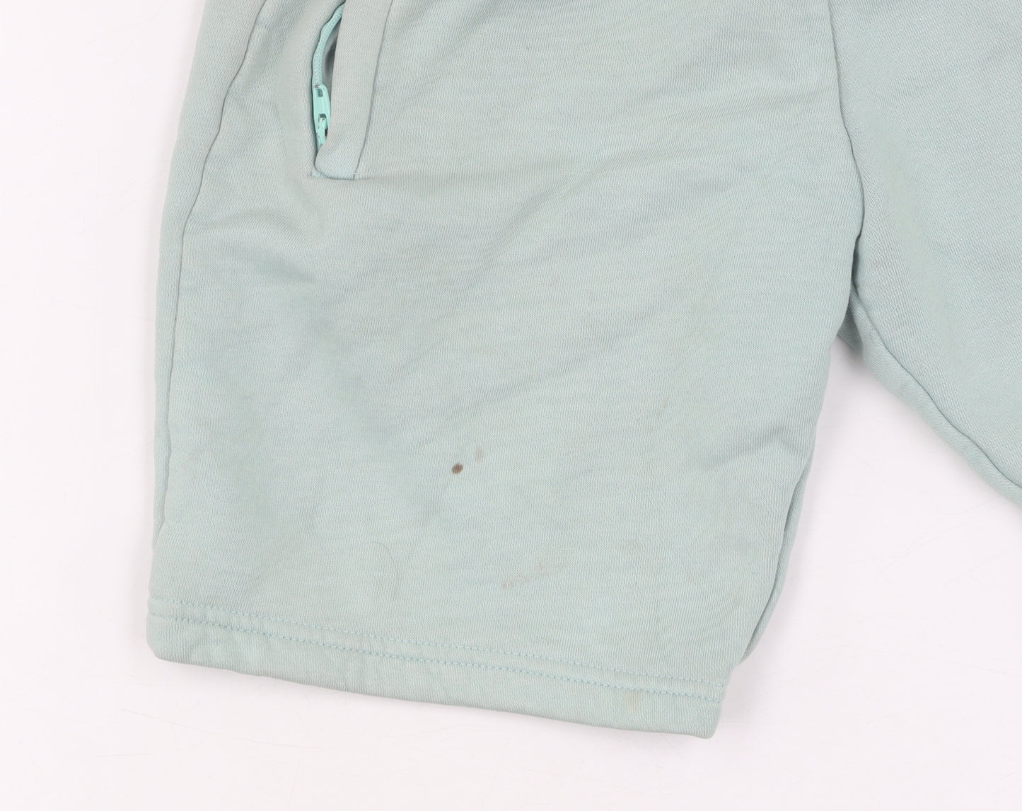 Adidas Boys Green Sweat Shorts, Size 9-10, Drawstring Pockets