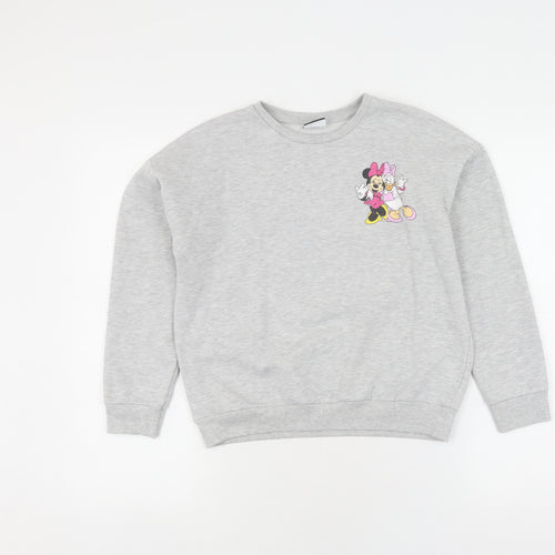 George Girls Grey Minnie Mouse Sweatshirt 9-10Y Pullover Cotton