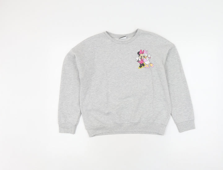 George Girls Grey Minnie Mouse Sweatshirt 9-10Y Pullover Cotton