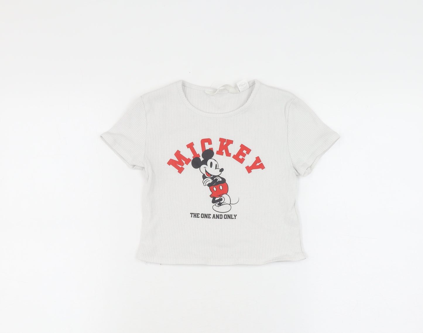 H&M Girls White Mickey T-Shirt Size 10Y - Fun Cartoon Style