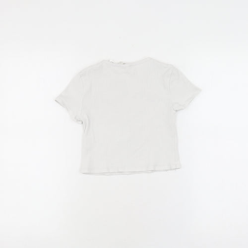 H&M Girls White Mickey T-Shirt Size 10Y - Fun Cartoon Style