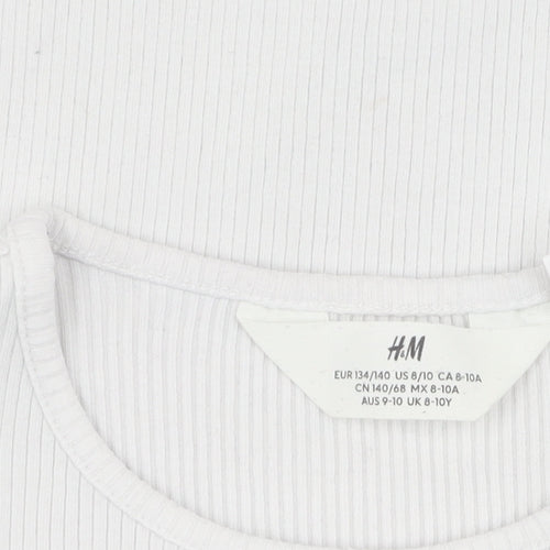 H&M Girls White Mickey T-Shirt Size 10Y - Fun Cartoon Style