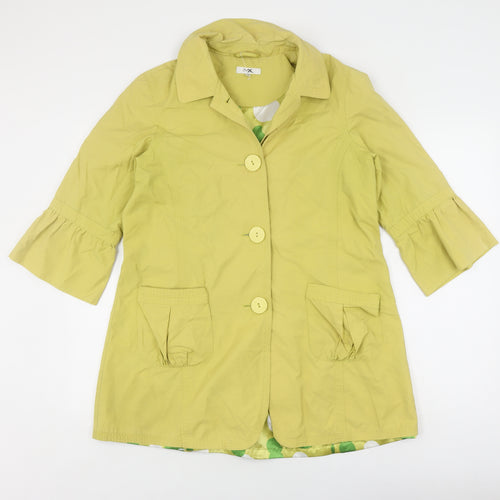 Women's Yellow Overcoat, Size 12, Polka Dot Lined