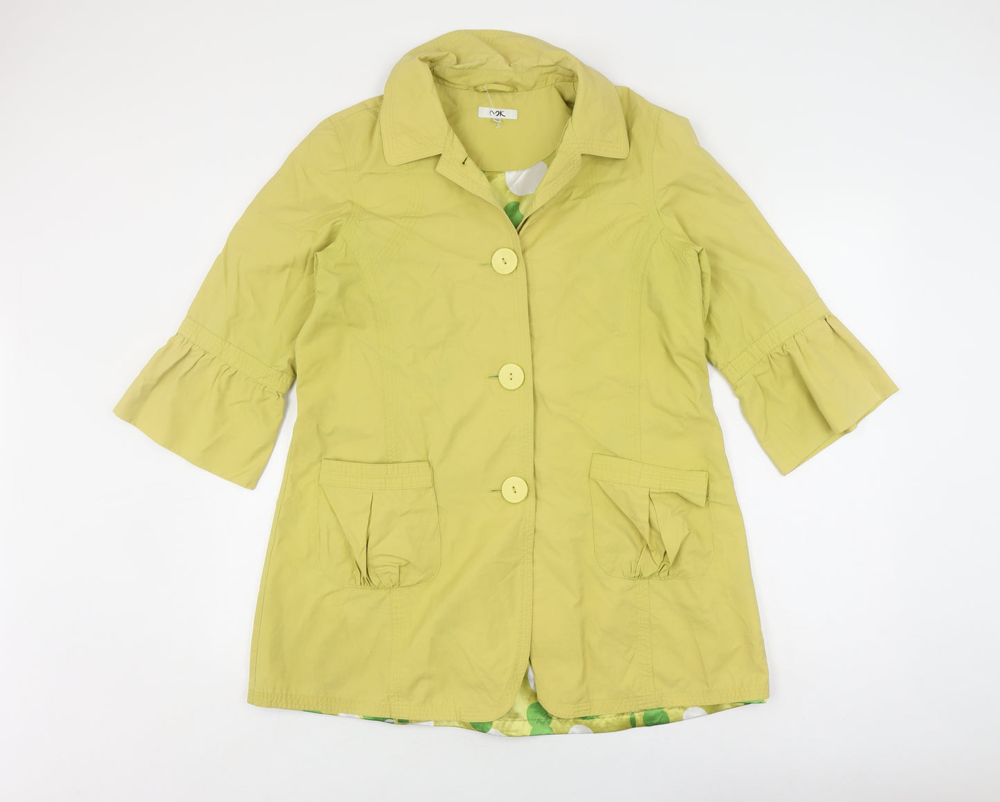 Women's Yellow Overcoat, Size 12, Polka Dot Lined