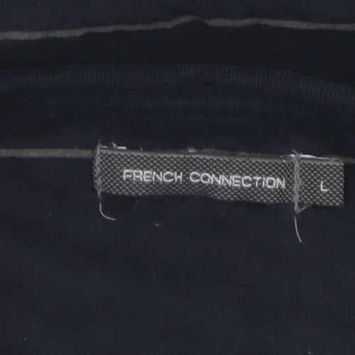 French Connection Men's Black Striped T-Shirt L