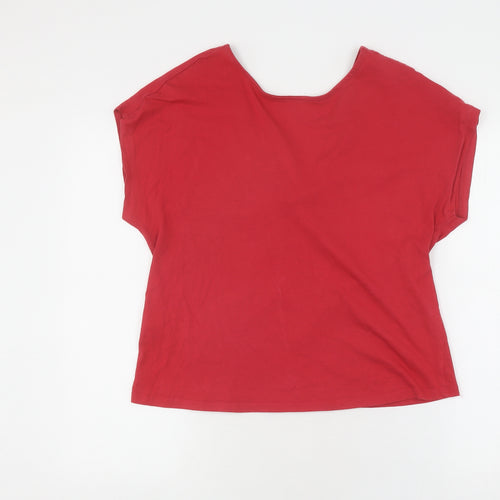 MNG Women’s Red Organic Cotton T-Shirt, Size L, Casual Spring Summer Top