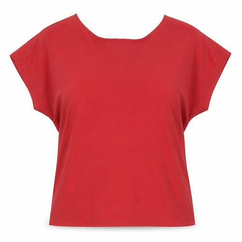 MNG Women’s Red Organic Cotton T-Shirt, Size L, Casual Spring Summer Top