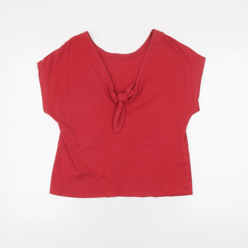 MNG Women’s Red Organic Cotton T-Shirt, Size L, Casual Spring Summer Top