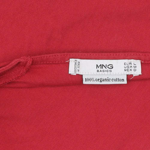 MNG Women’s Red Organic Cotton T-Shirt, Size L, Casual Spring Summer Top