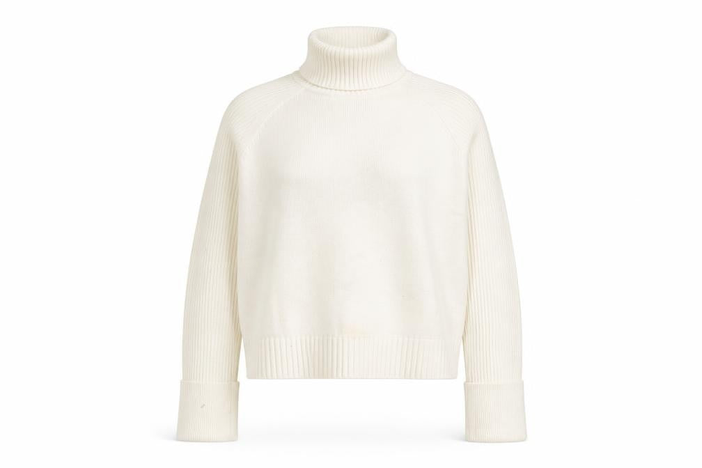 Front view of River Island Women's Ivory Roll Neck Jumper, size 12