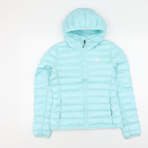 Adidas Women's Blue XS Puffer Jacket with Hood