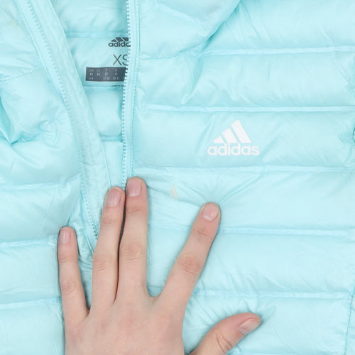 Adidas Women's Blue XS Puffer Jacket with Hood