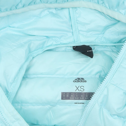 Adidas Women's Blue XS Puffer Jacket with Hood
