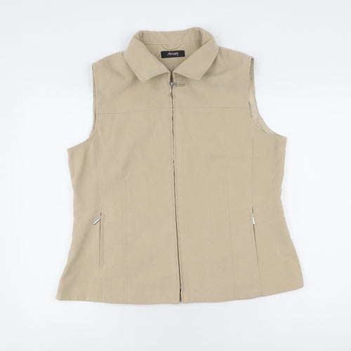 Alexara Women's Beige Zip Waistcoat Size 18 - Casual Elegance