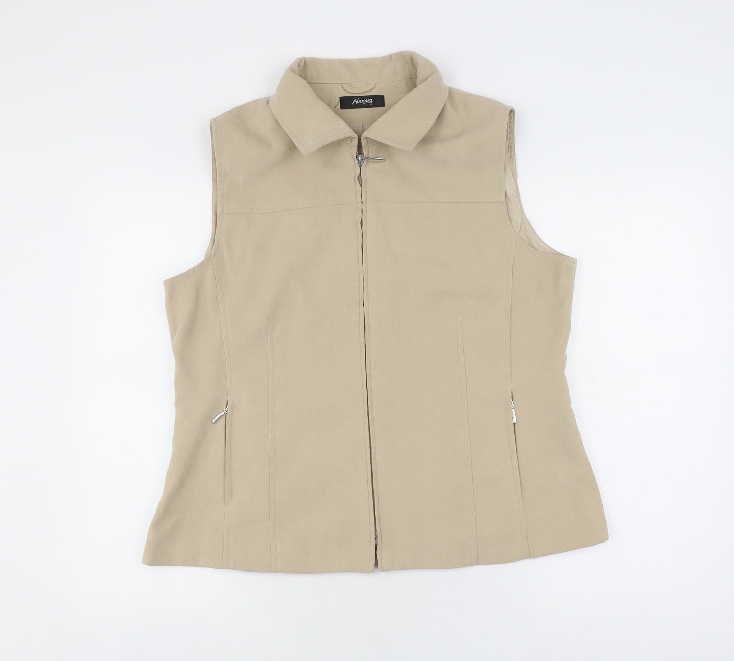 Alexara Women's Beige Zip Waistcoat Size 18 - Casual Elegance