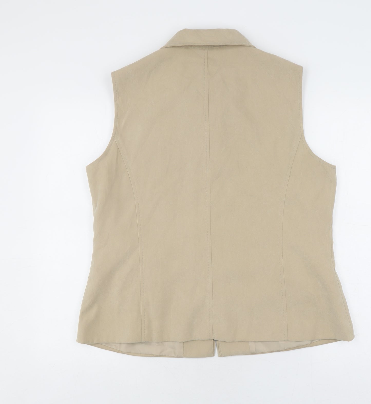 Alexara Women's Beige Zip Waistcoat Size 18 - Casual Elegance