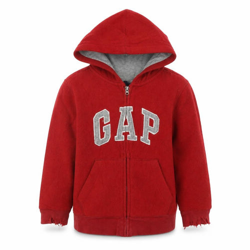 Gap Boys Red Full Zip Hoodie 6-7 Years with Logo Hooded Casual