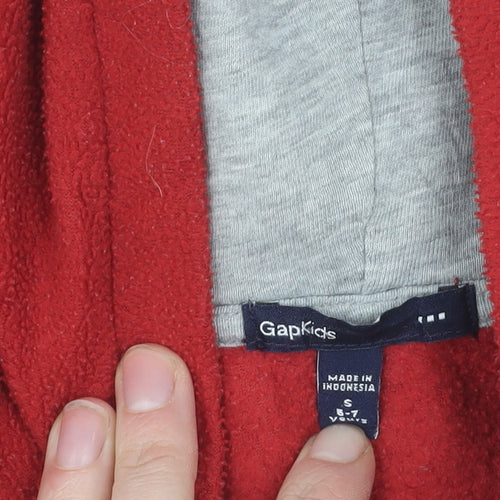 Gap Boys Red Full Zip Hoodie 6-7 Years with Logo Hooded Casual