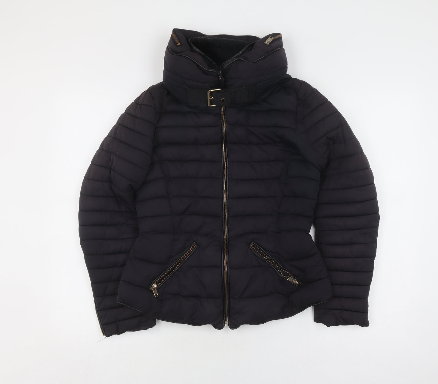 Zara Women's Black Puffer Jacket S Winter Coat