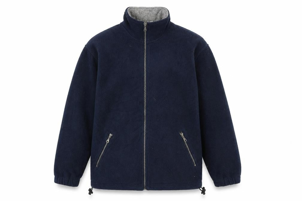 Front view of C&A Men's Blue Fleece Jacket M - Full Zip Casual