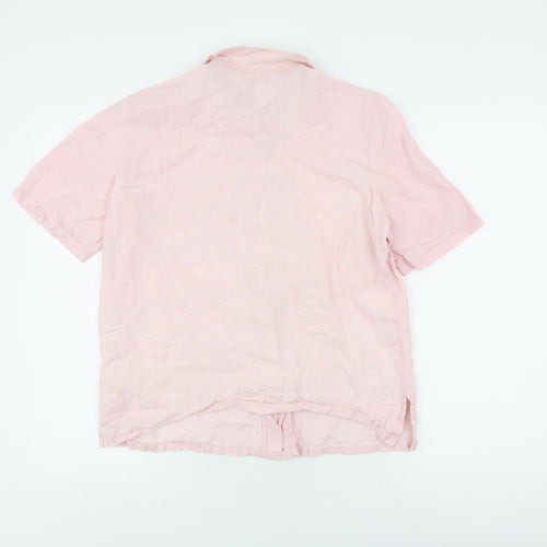 Marks and Spencer Women's Pink Linen Button-Up Shirt