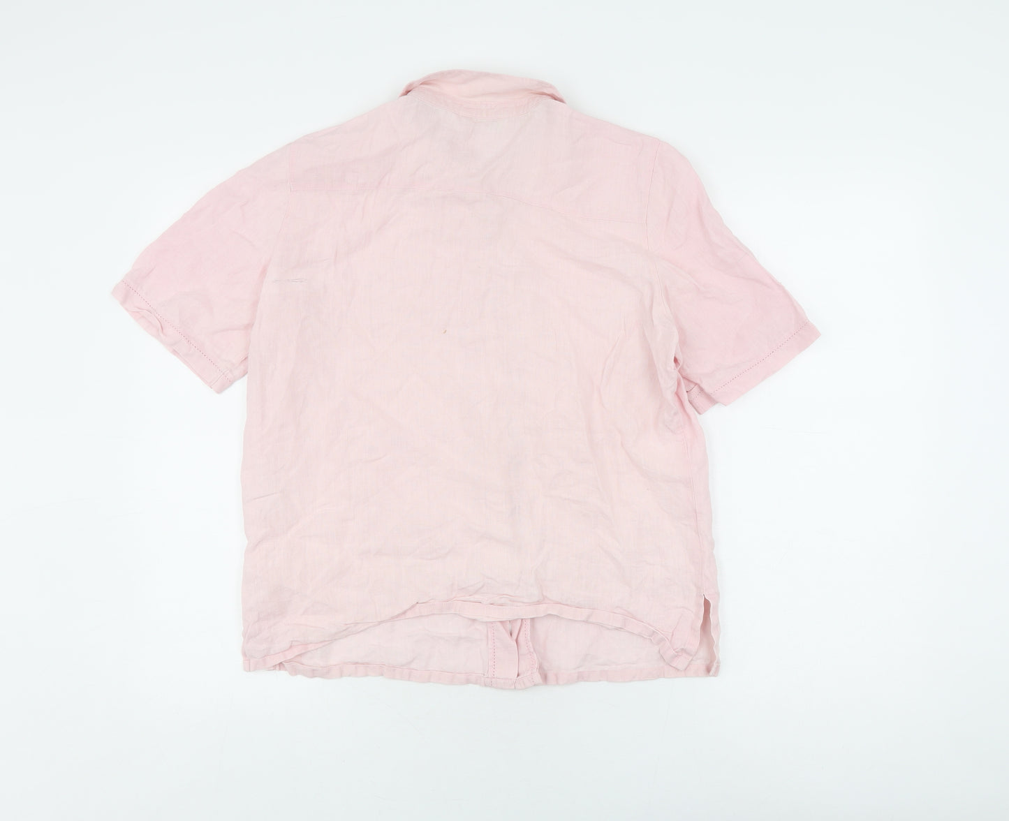 Marks and Spencer Women's Pink Linen Button-Up Shirt
