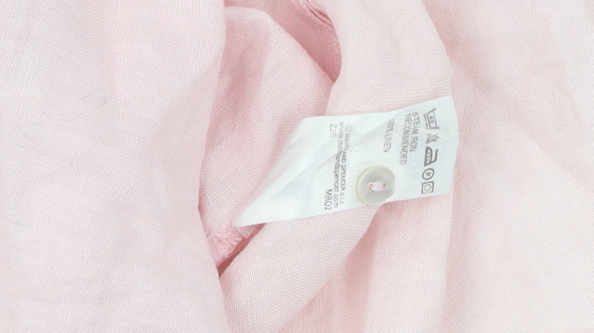 Marks and Spencer Women's Pink Linen Button-Up Shirt