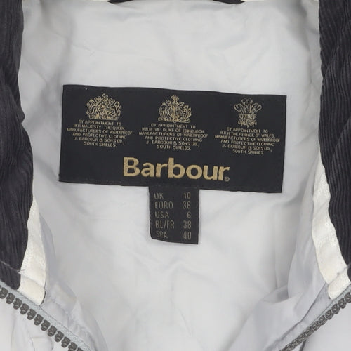 Barbour Women's White Quilted Jacket Size 10 Casual Style