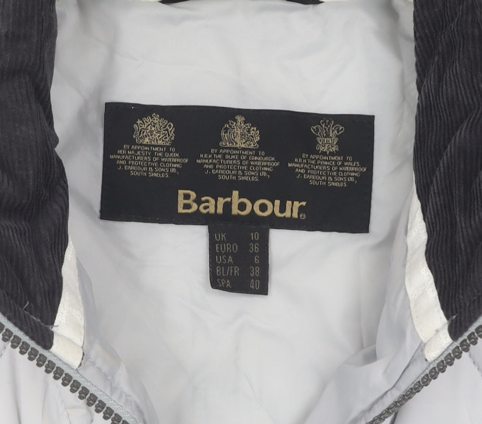 Barbour Women's White Quilted Jacket Size 10 Casual Style