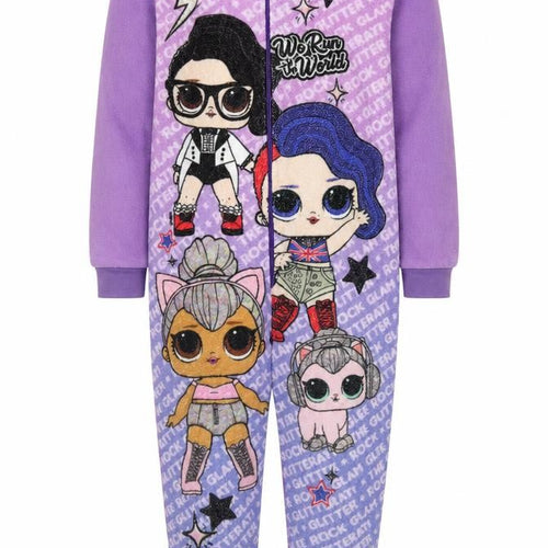 LOL Surprise Girls Purple One Piece Fleece Pyjama, 5-6 Years