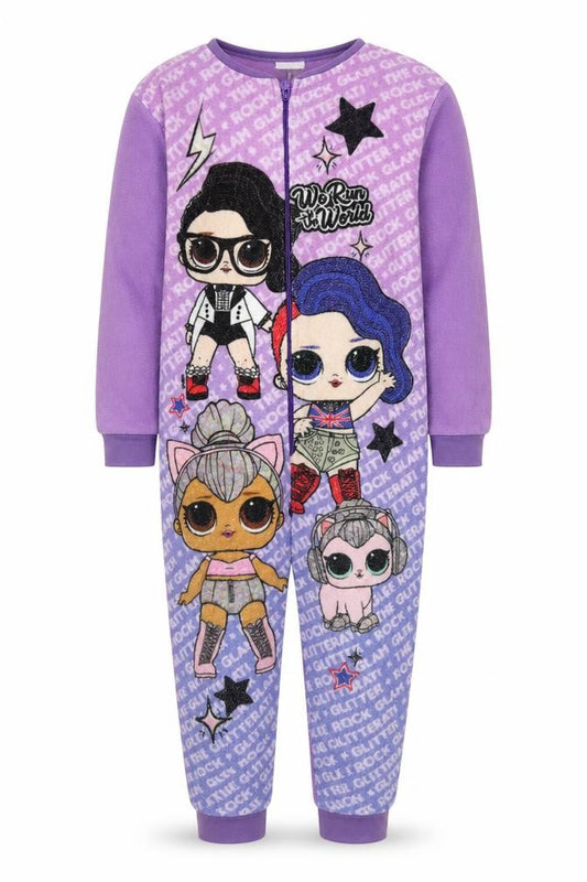 LOL Surprise Girls Purple One Piece Fleece Pyjama, 5-6 Years