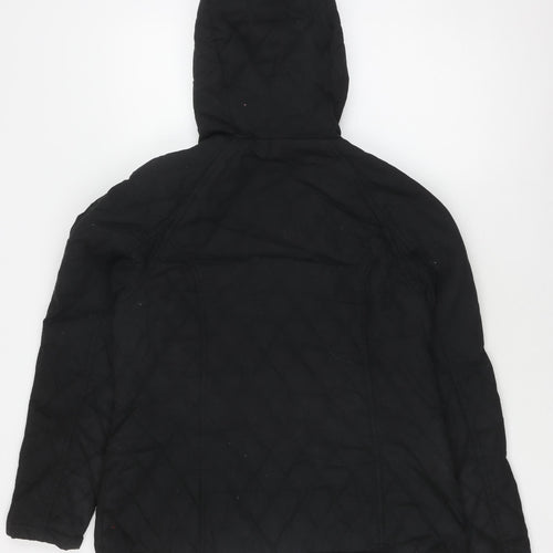FatFace Women's Black Quilted Cotton Hooded Jacket Size 12