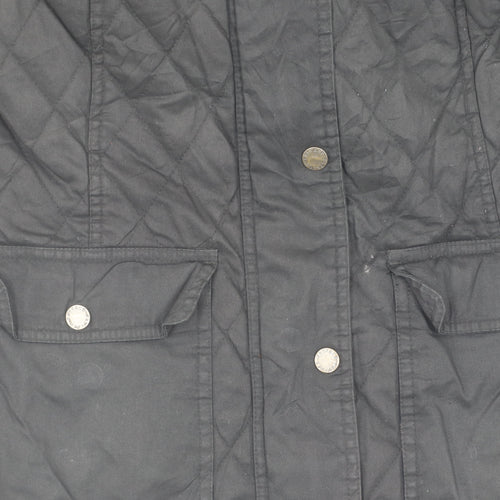 FatFace Women's Black Quilted Cotton Hooded Jacket Size 12